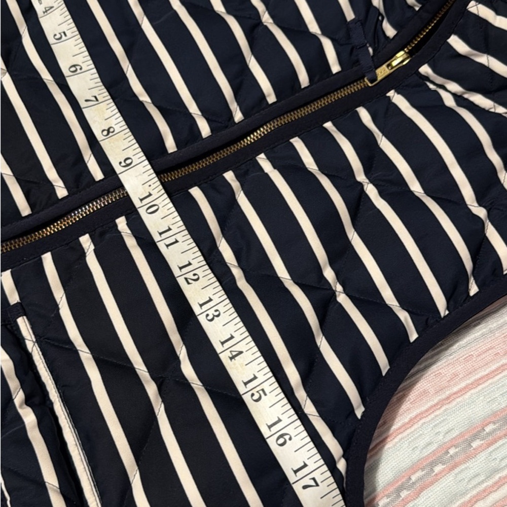 J. Crew Striped Quilted Vest in Navy and Cream - Picture 8 of 9